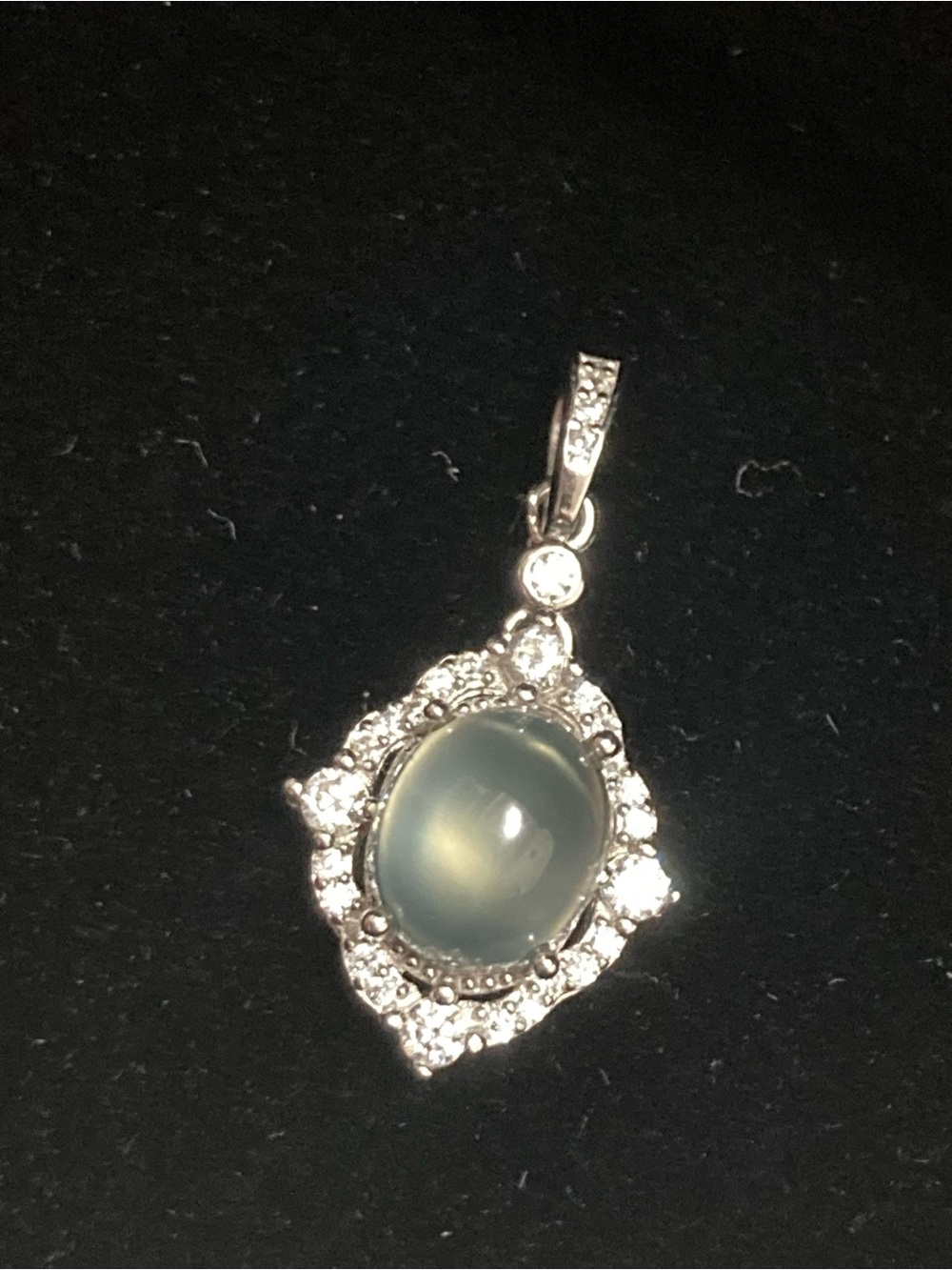 925 Sterling Silver with Natural Certified Prehnite Pendant Necklace